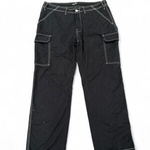 True Religion Bobby Wideleg Cargo Pants | 36 | Jet Black Big Stitch